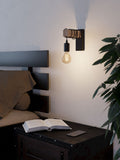 Eglo Townshend wall light black steel and wood 21.5cm - British product