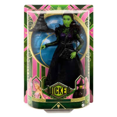 Wicked Elphaba fashion doll with green skin and braided hair (British brand)