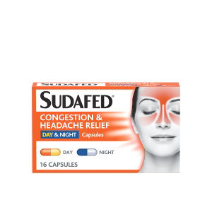 Sudafed Congestion Headache Relief Day Night Capsules Pack of 16 (British brand)