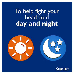 Sudafed Congestion Headache Relief Day Night Capsules Pack of 16 (British brand)