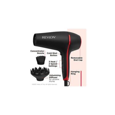 Revlon SmoothStay Coconut Oil-Infused Hair Dryer with Volumising Diffuser, imported from the UK