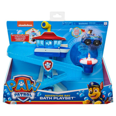 Paw Patrol Adventure Bay bath playset with light-up Chase vehicle - British product