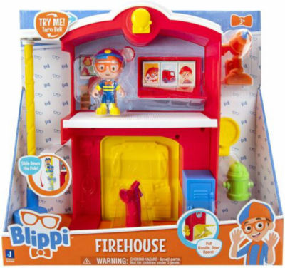 Blippi Firehouse playset with exclusive Firefighter Blippi figure, UK version