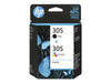 HP black and colour ink cartridges pack of 2, UK version
