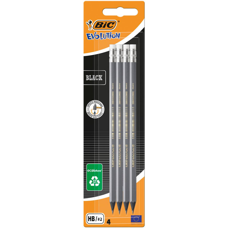 Bic Evolution black graphite pencil with eraser - British product