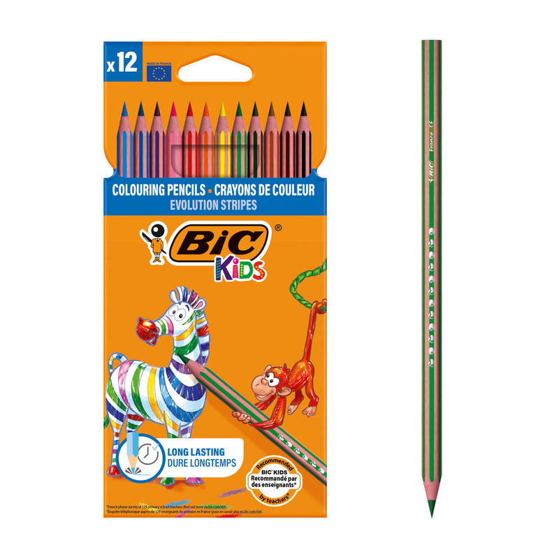 Bic Kids colouring pencils 12 pack Evolution Stripes (British brand)