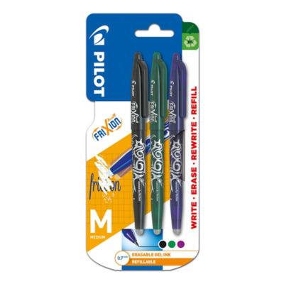 Pilot Frixion Ball erasable gel pens 3-pack 0.7mm, imported from the UK