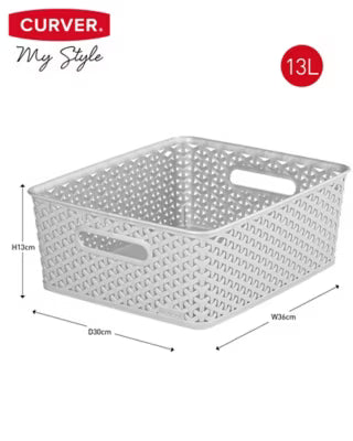Curver My Style Medium Rectangular Grey storage basket 13L - British product