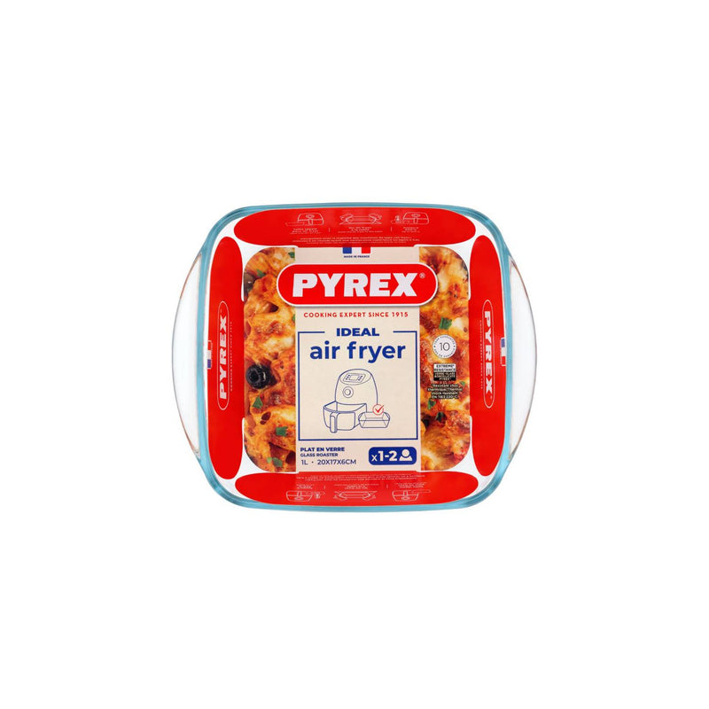 Pyrex 1L square air fryer tray borosilicate glass - British product