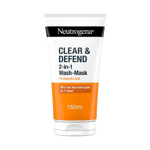 Neutrogena Clear & Defend 2-in-1 Wash-Mask 1% Salicylic Acid Facial Cleanser 150ml