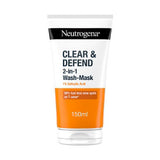 Neutrogena Clear & Defend 2-in-1 Wash-Mask with 1% salicylic acid 150ml, imported from the UK