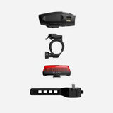 Decathlon waterproof battery-powered LED bike light set front and rear - British product