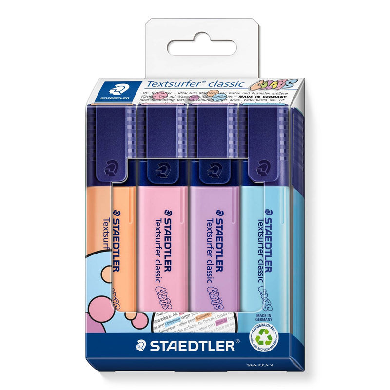Staedtler Textsurfer pastel highlighters pack of 4, UK version