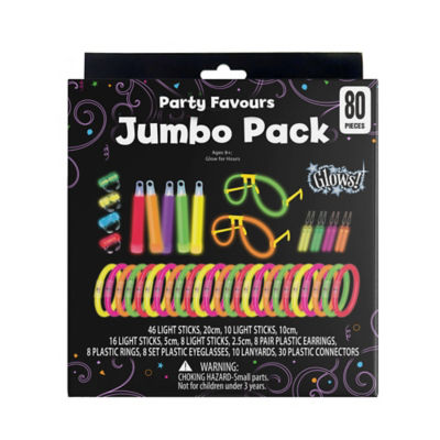 ASDA Glow Stick Party Favours Jumbo Pack with Assorted Colours- Buy online at McGrocer