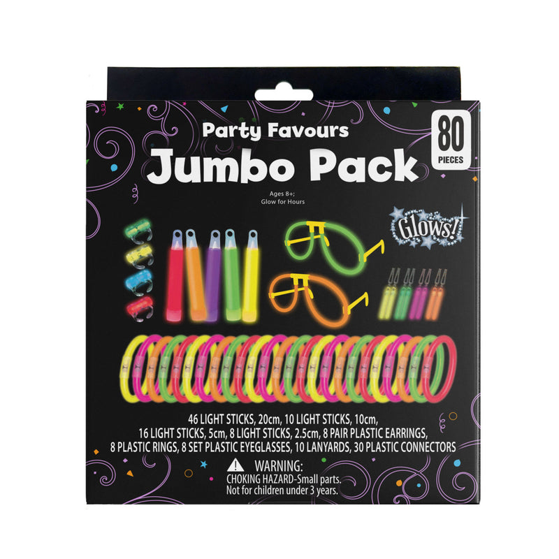 Glow party favours jumbo pack with assorted colours and accessories, UK version