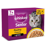 ASDA Whiskas Senior 7+ Poultry Feasts Wet Cat Food Pouches 12 x 85g- Buy online at McGrocer