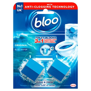 Bloo 3in1 Anti-Clogging Toilet Block Original Blue 2 x 50g - British product