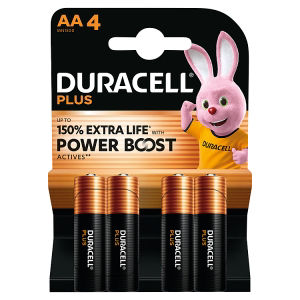 Duracell Plus AA alkaline batteries 4-pack - British product