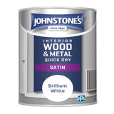 Johnstone's Quick Dry Satin Brilliant White paint 750ml, UK version