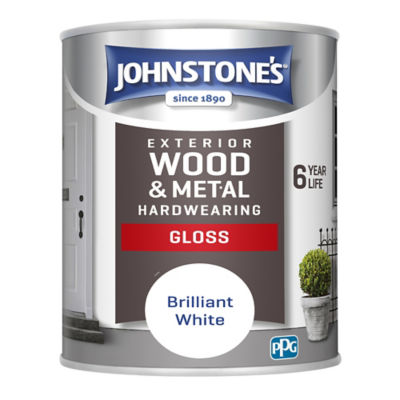 Johnstone's Exterior Gloss Paint Brilliant White 750ml, UK version