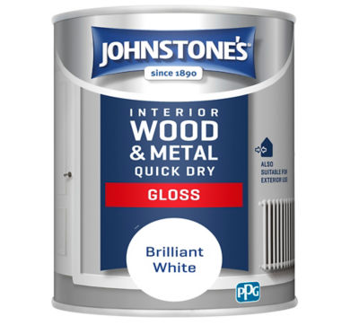 Johnstone's Brilliant White quick dry gloss paint 750ml, UK version