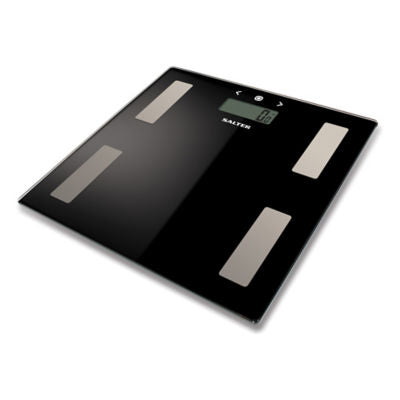 Salter black glass Analyser bathroom scales, UK version