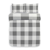 Silentnight Grey Check Cotton Rich Duvet Cover Single (British brand)