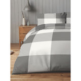 Silentnight Grey Check Cotton Rich Duvet Cover Single (British brand)