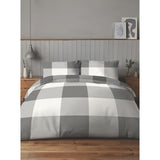 Silentnight grey check cotton rich reversible duvet set king (British brand)