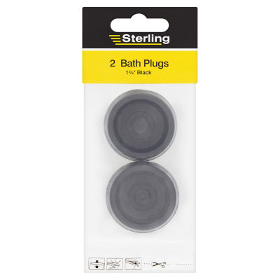 Sterling black bath plug 1 3/4 inch ring pull, UK version