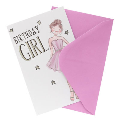 George Home Girl in Dress Birthday Card