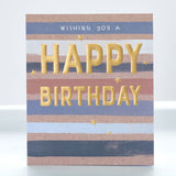 George Home birthday card with stripy design and envelope - British product