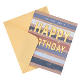 George Home birthday card with stripy design and envelope - British product