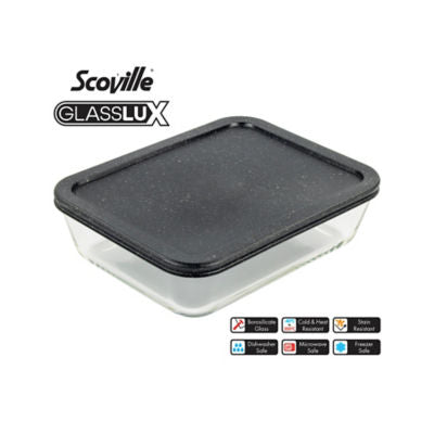 Scoville Glasslux rectangular glass casserole dish with lid 1.4L (British brand)
