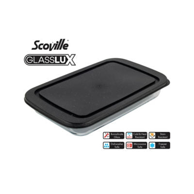 Scoville Glasslux rectangular glass dish with lid 2.2L (British brand)