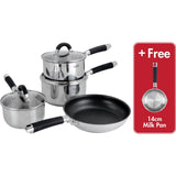 ASDA Scoville Steellux Stainless Steel 4+1 Piece Cookware Set- Buy online at McGrocer