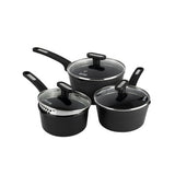 Dojo Kai 3 piece saucepan set with strainer lids - British product