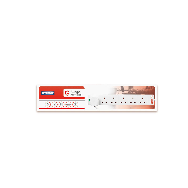 Status 6-way extension lead 2m (British brand)