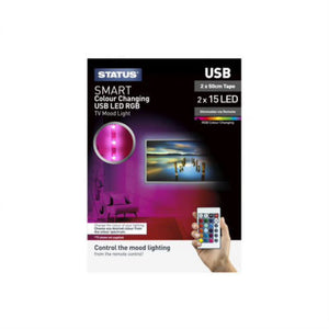 Status TV stemningslys farget LED-stripe 2 x 0.5 m
