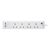 Status surge protected extension lead USB ports 2m - British product