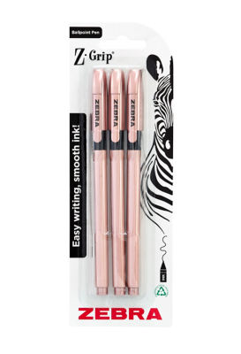 Zebra ballpoint pen rose gold black ink 3 pack (British brand)