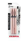 Zebra ballpoint pen rose gold black ink 3 pack (British brand)