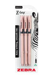 Zebra ballpoint pen rose gold black ink 3 pack (British brand)