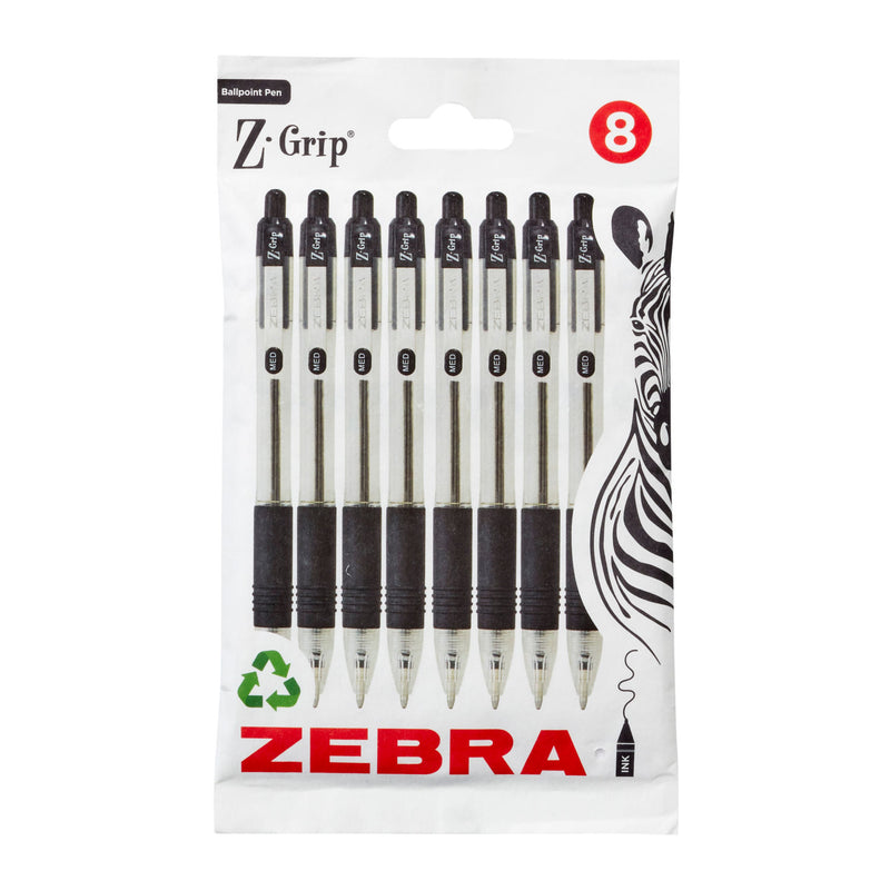 Zebra ballpoint pens black 8 pack (British brand)