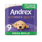 Andrex Supreme Quilts Toilet Tissue Mega Rolls, 9 Quilted Mega Rolls