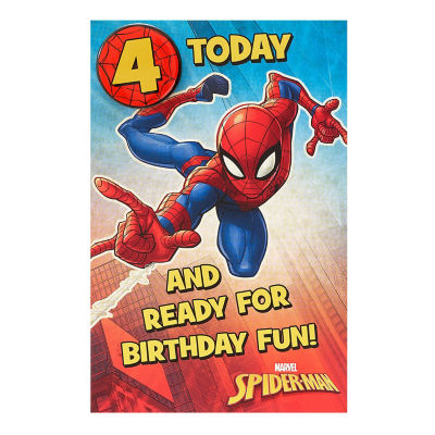 Marvel Spider-Man Age 4 Birthday Card, imported from the UK