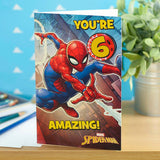 Marvel Spider-Man 6th birthday card 137mm x 210mm, imported from the UK