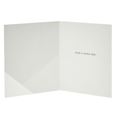George Home green and gold birthday card 154 x 184mm, UK version