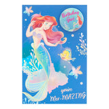 Disney Little Mermaid Birthday Card Badge Envelope 21.6 x 14.3cm