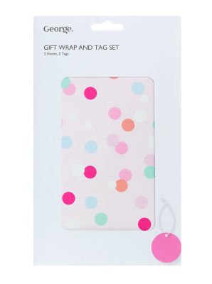 Feuilles de Papier Cadeau George Spots Flatwrap avec Étiquettes